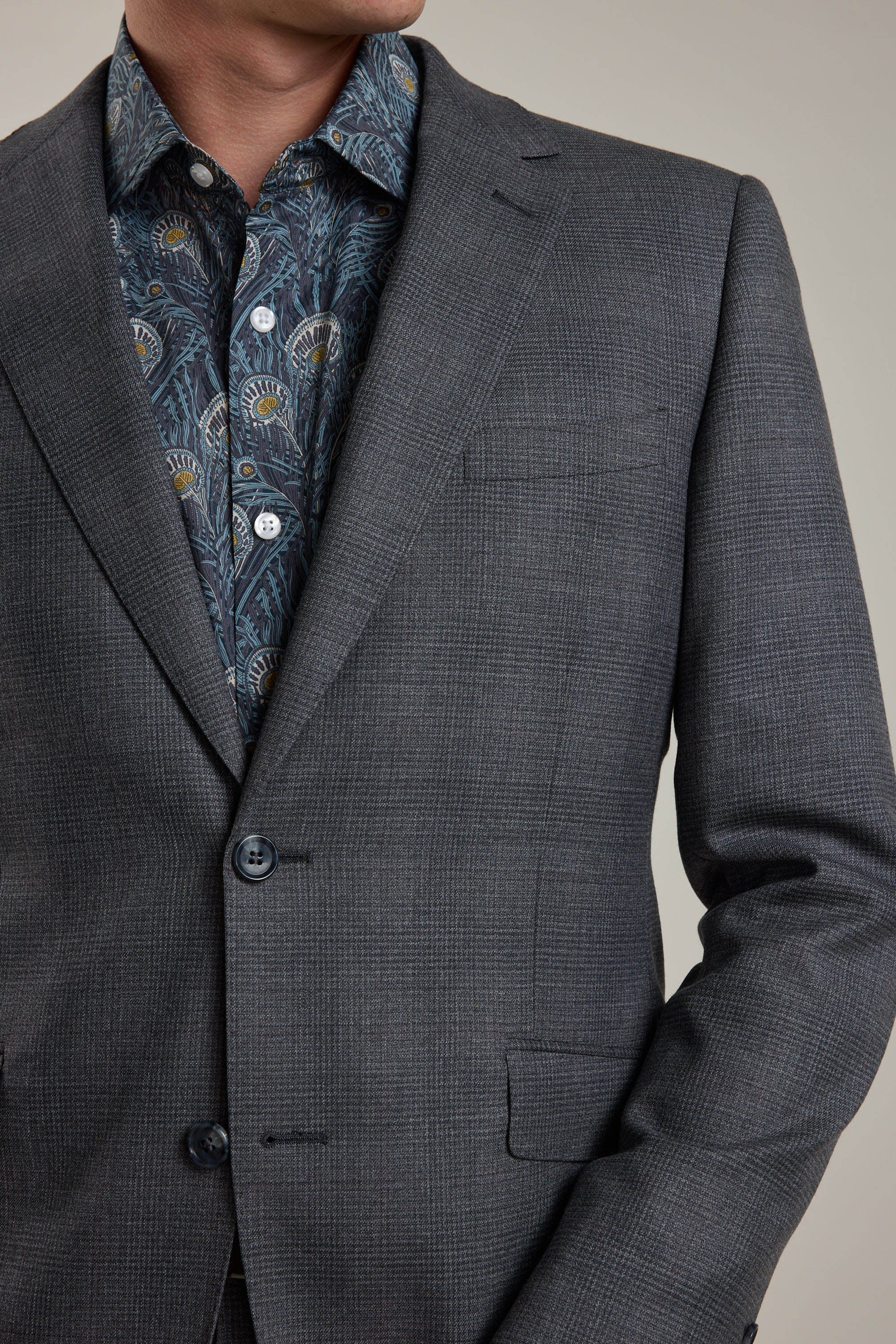 Barkers Ormsby Check Suit Jacket in grey check, merino wool, additional view