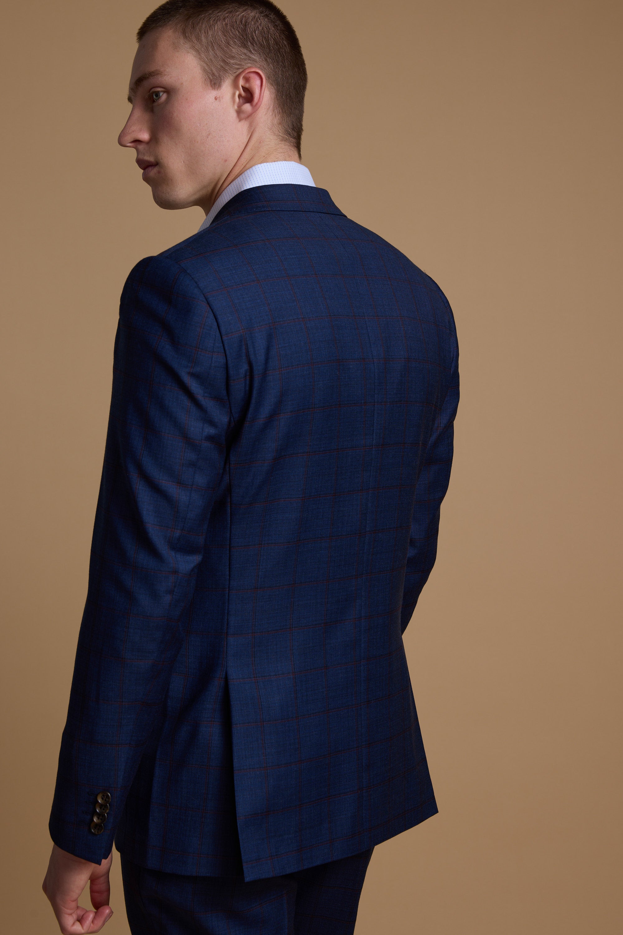 Barkers Grafton Check Suit Jacket in navy check, merino wool, additional view