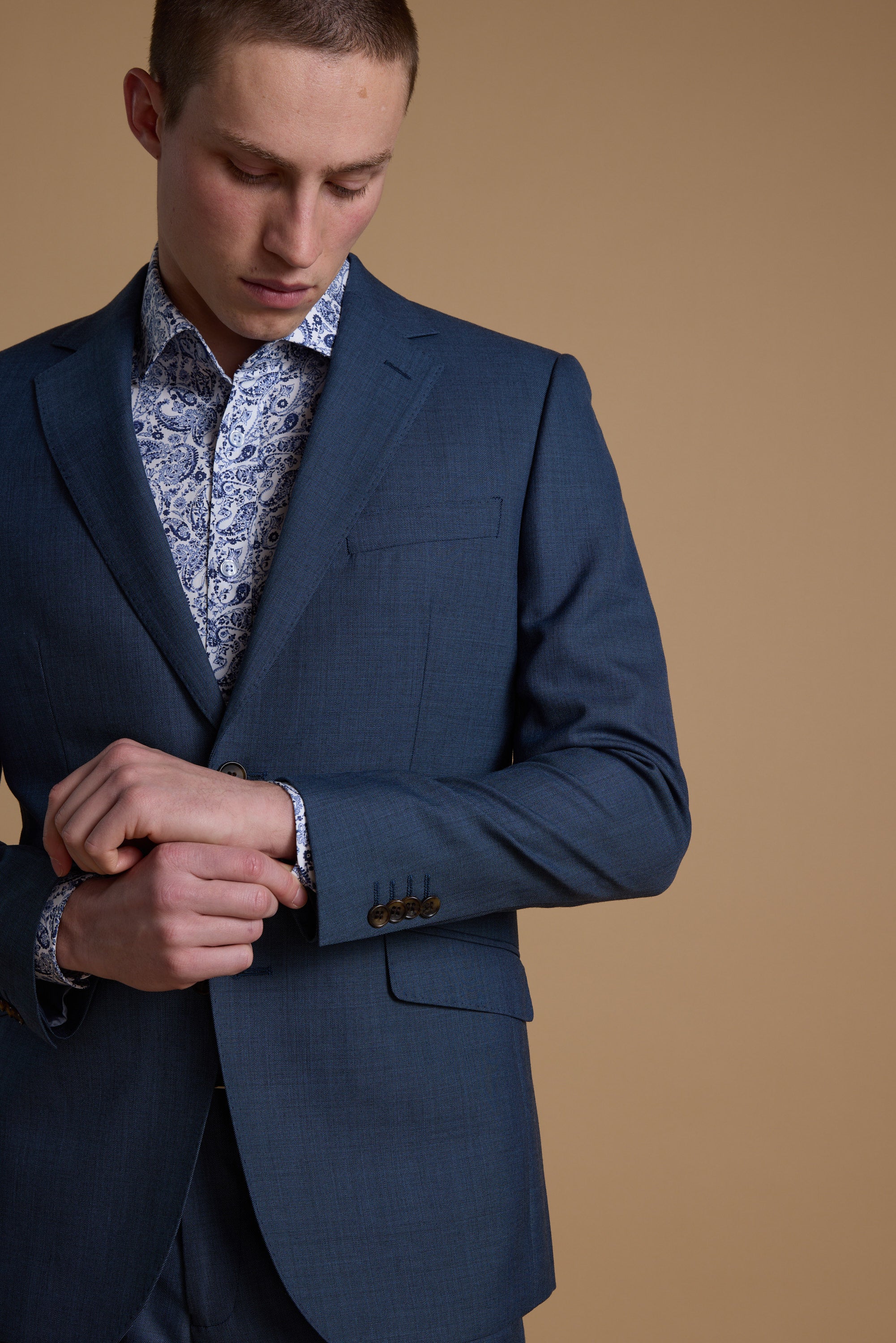 Barkers Morden Texture Suit Jacket in blue, alternate view