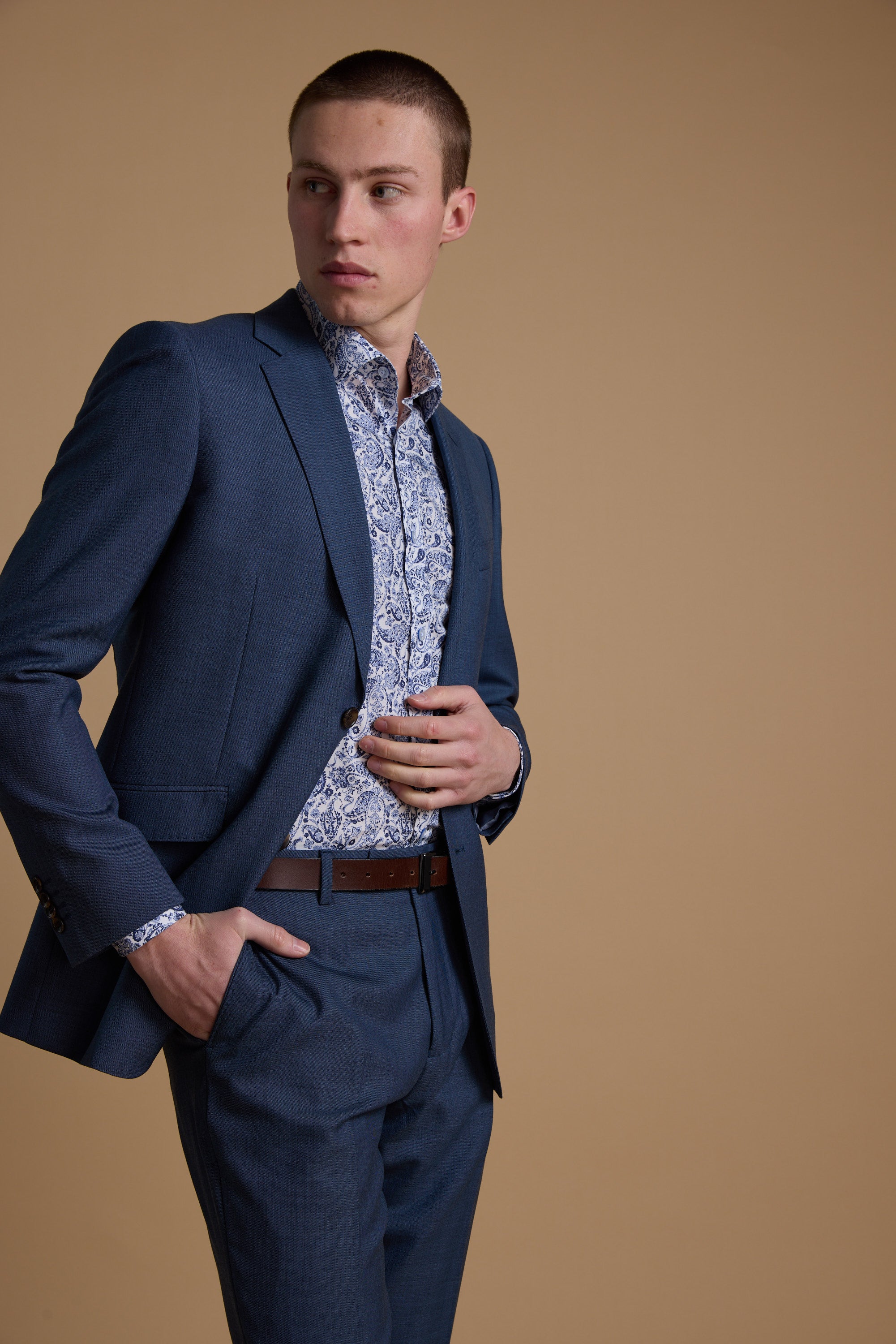 Barkers Morden Texture Suit Jacket in blue, additional view