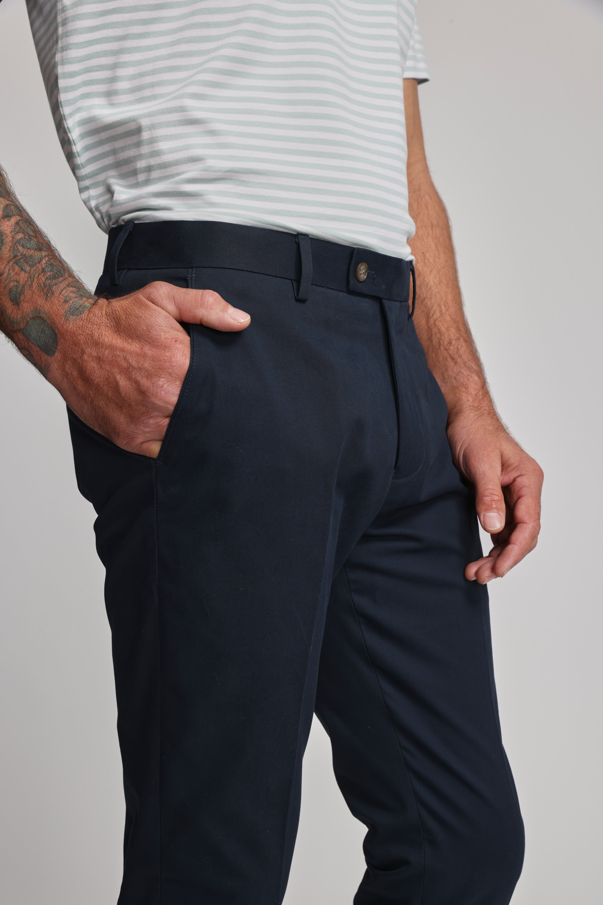 Barkers Maclay Twill Pant in navy, cotton, additional view