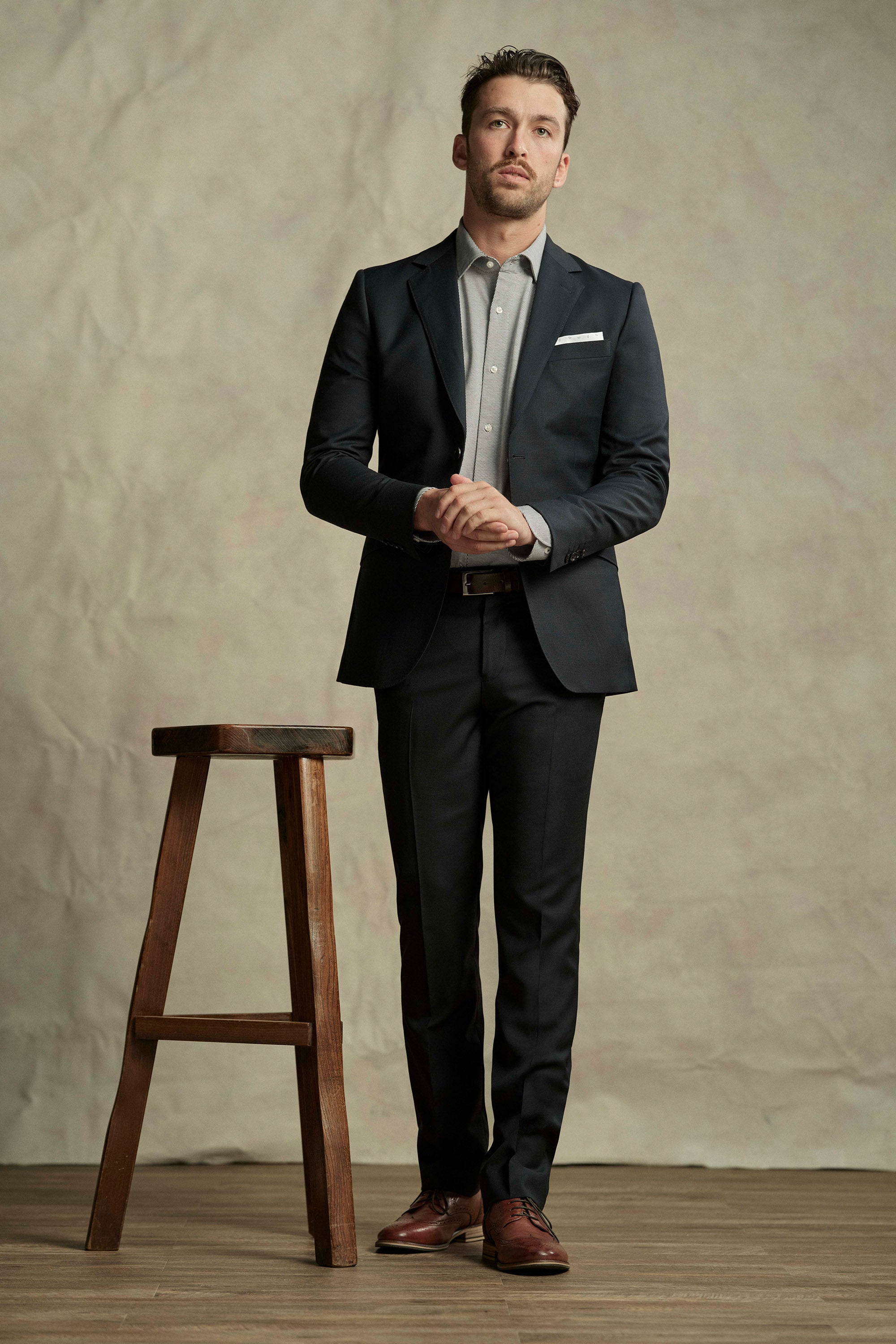 Barkers Maclay Twill Pant in navy, cotton