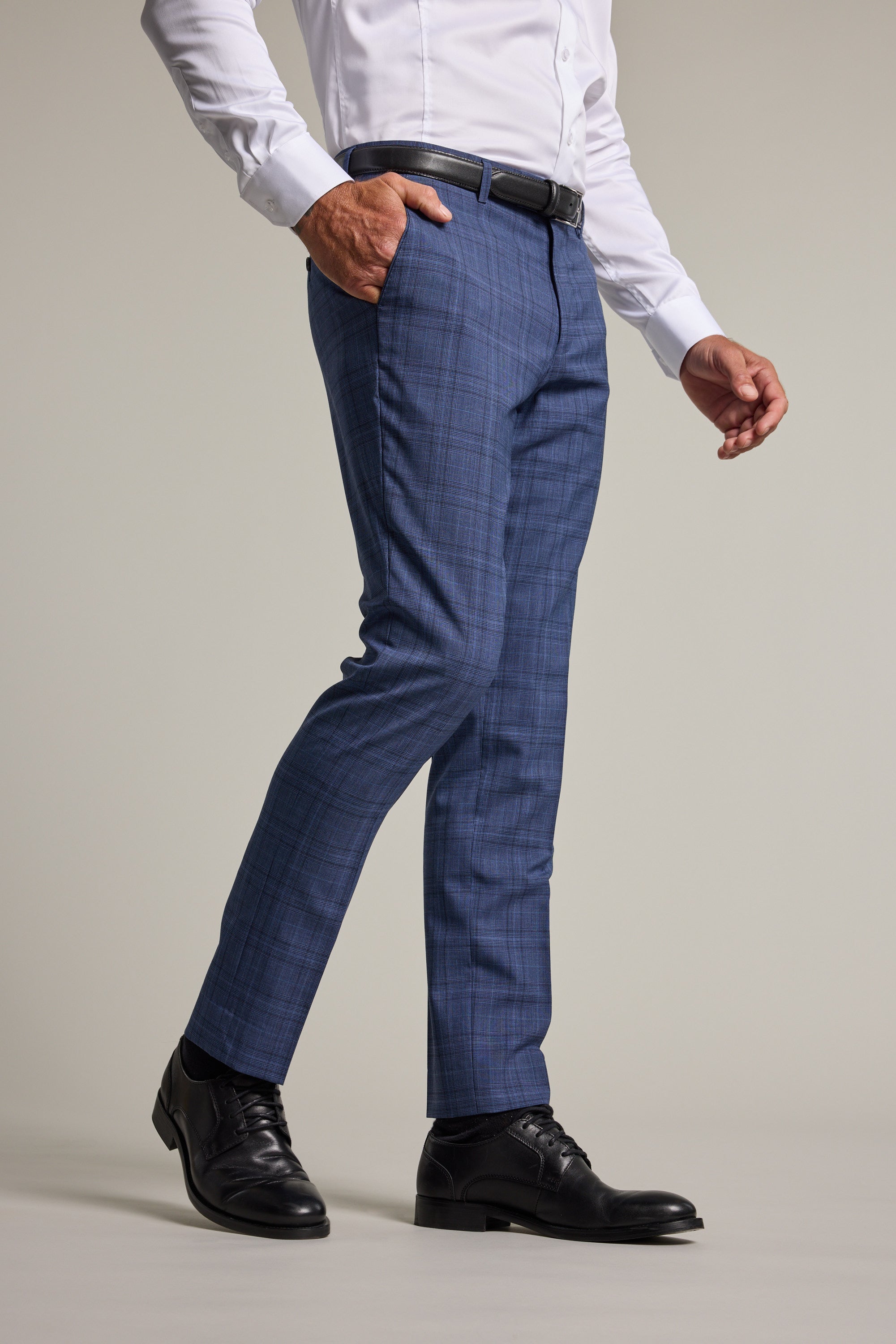 Barkers Hanson Check Suit Trouser in blue, wool, additional view