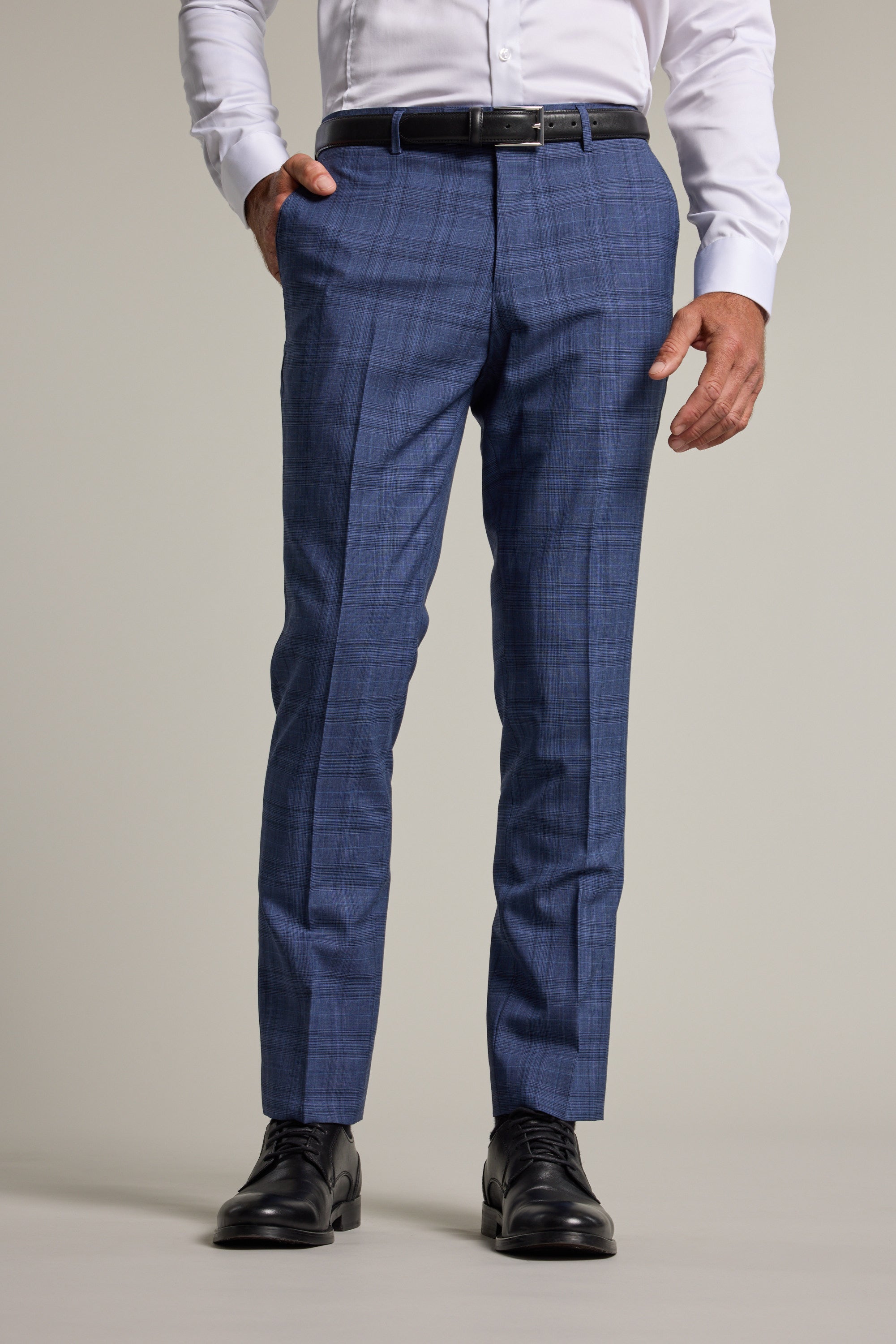 Barkers Hanson Check Suit Trouser in blue, wool, alternate view