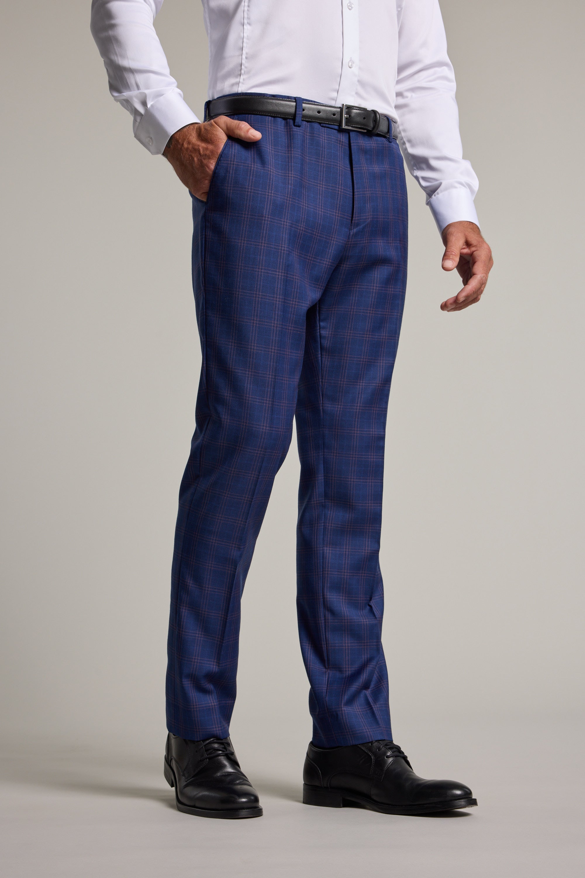 Barkers Paddington Check Suit Trouser in blue check, wool, additional view