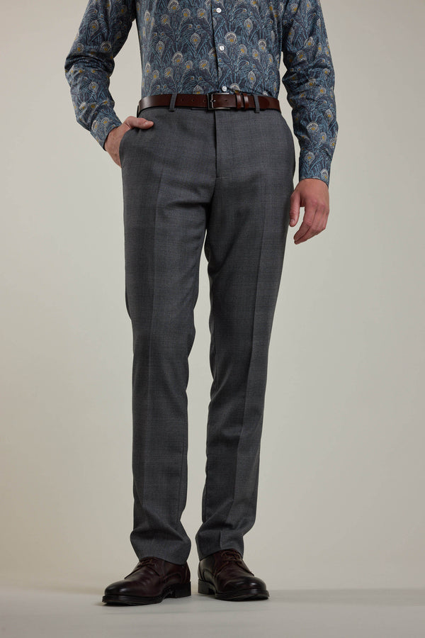 Barkers Ormsby Check Suit Trouser in grey, merino wool, alternate view