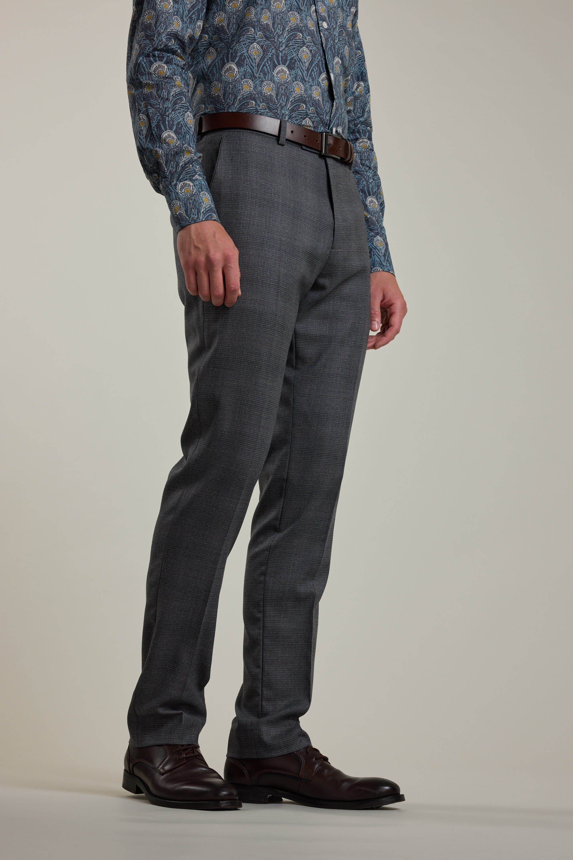 Barkers Ormsby Check Suit Trouser in grey, merino wool, additional view