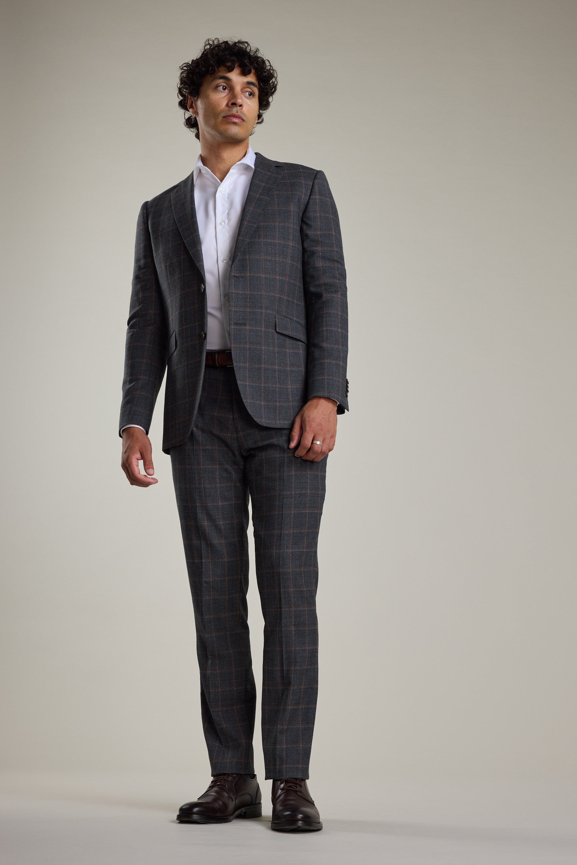 Barkers Lewood Check Suit Jacket in charcoal, merino wool