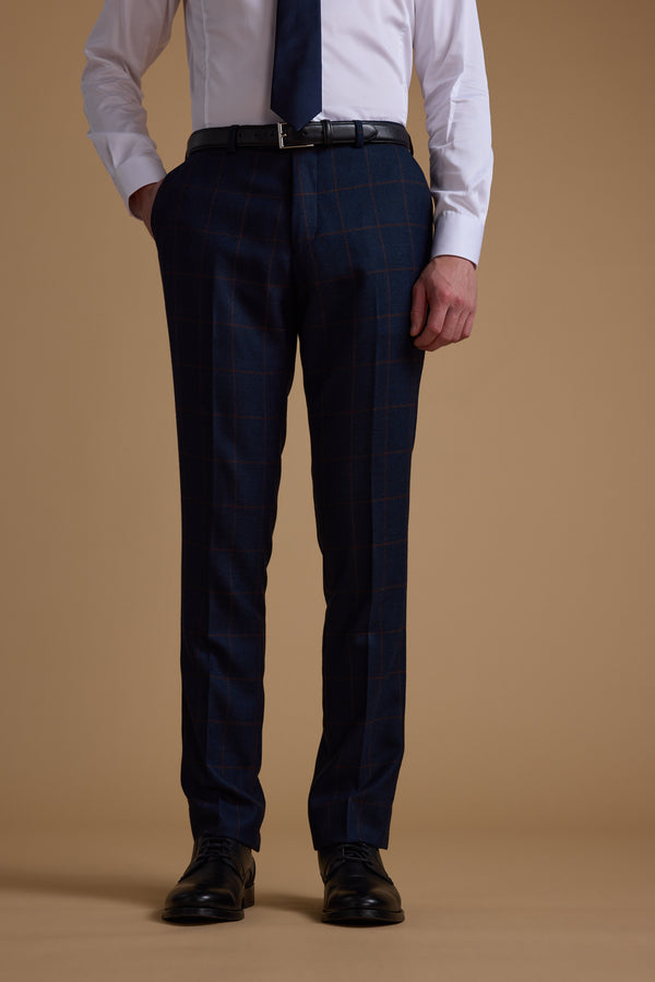 Barkers Exton Check Suit Trouser in navy/rust, alternate view