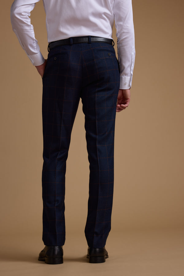 Barkers Exton Check Suit Trouser in navy/rust, additional view
