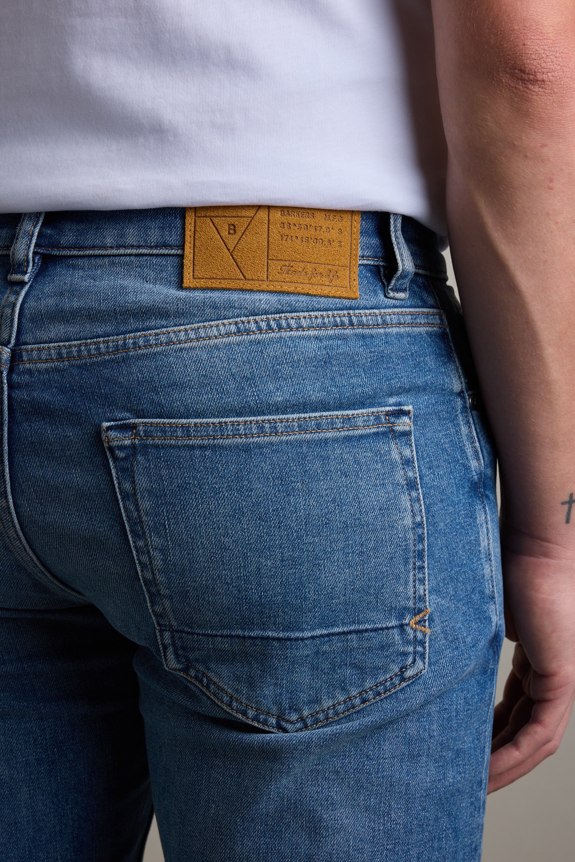 Barkers Wanderer Denim Straight Jean in mid wash, additional view