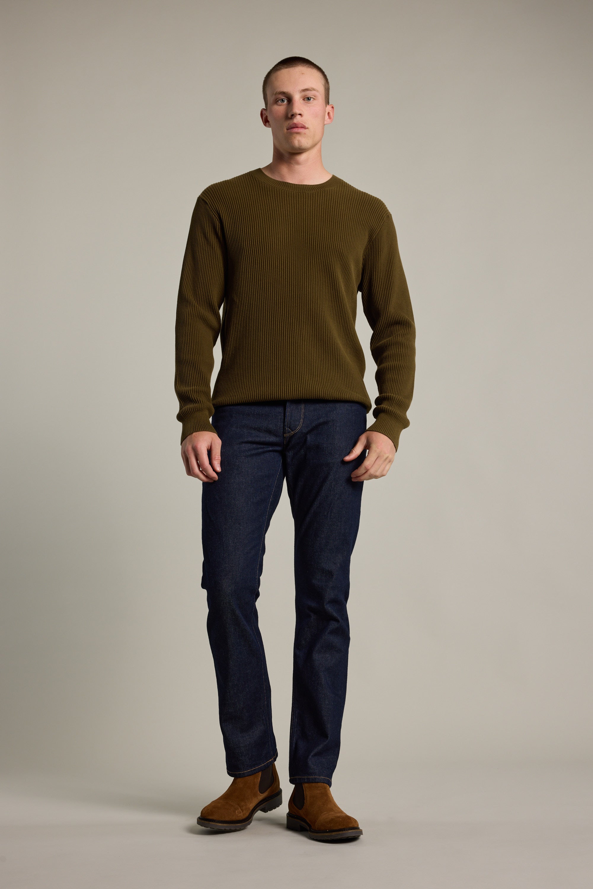 Barkers Robin Cotton Crew in khaki, cotton, additional view