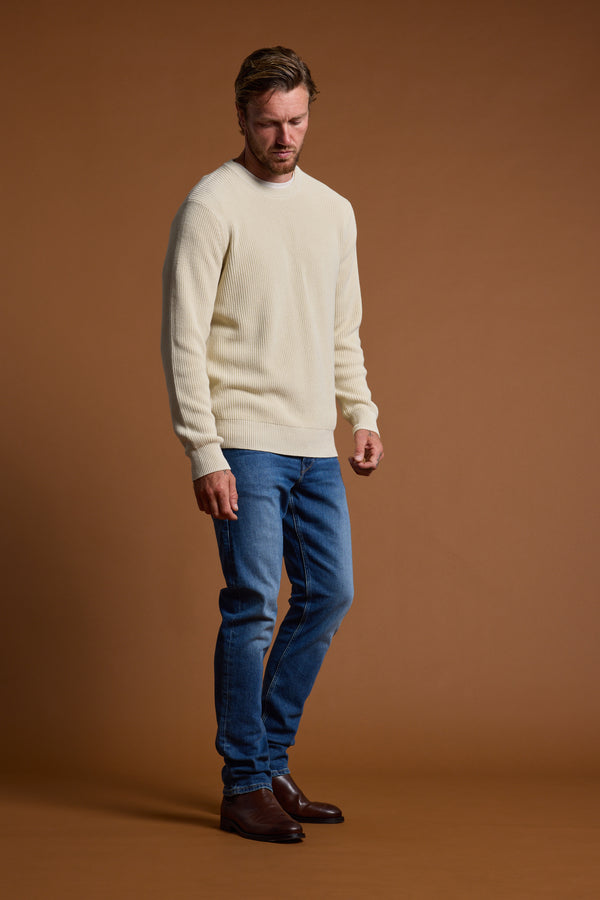 Barkers Dandar Cotton Crew in oatmeal, cotton, alternate view