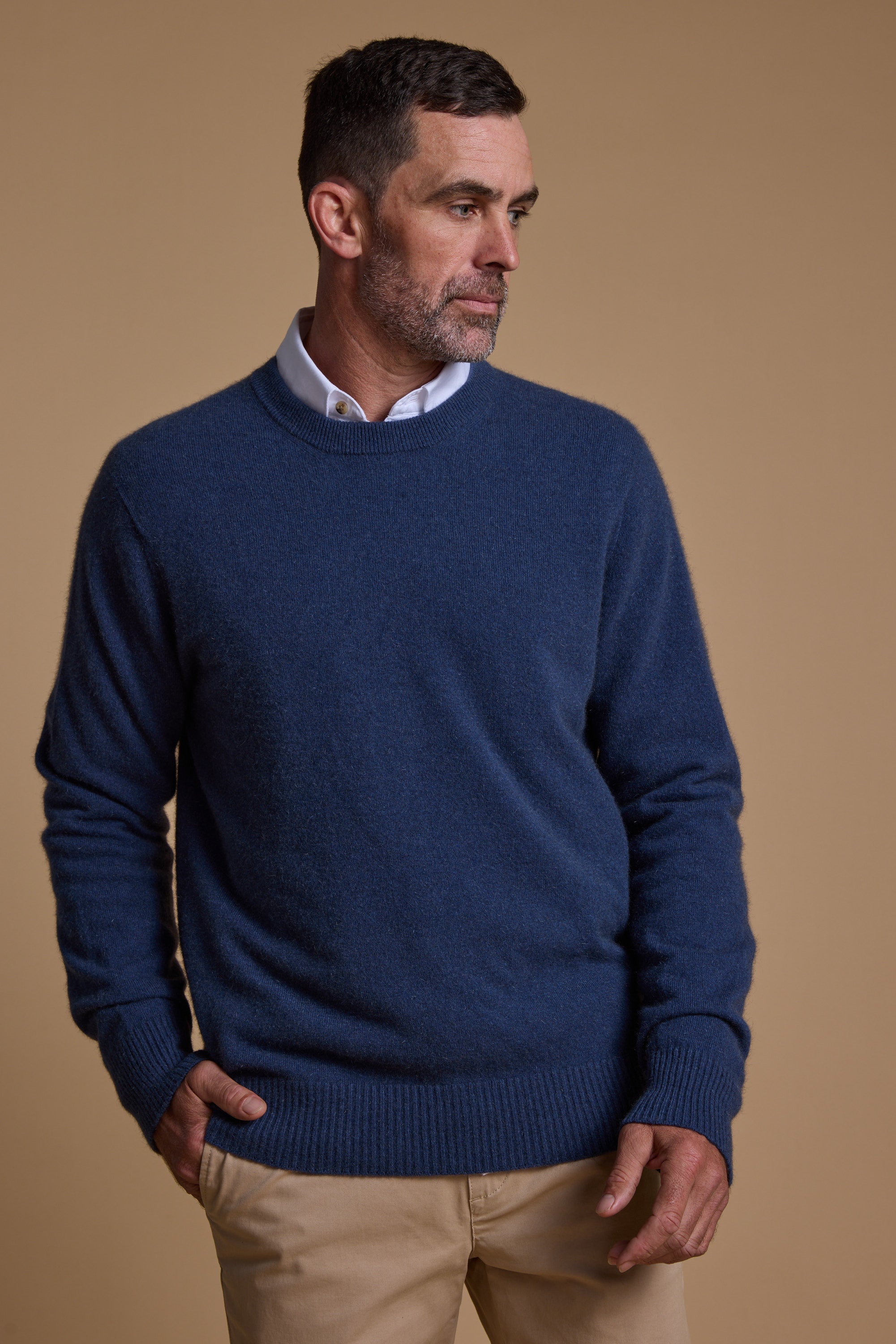 Woolyarns Perino NZ Made Perino Crew in blue, additional view