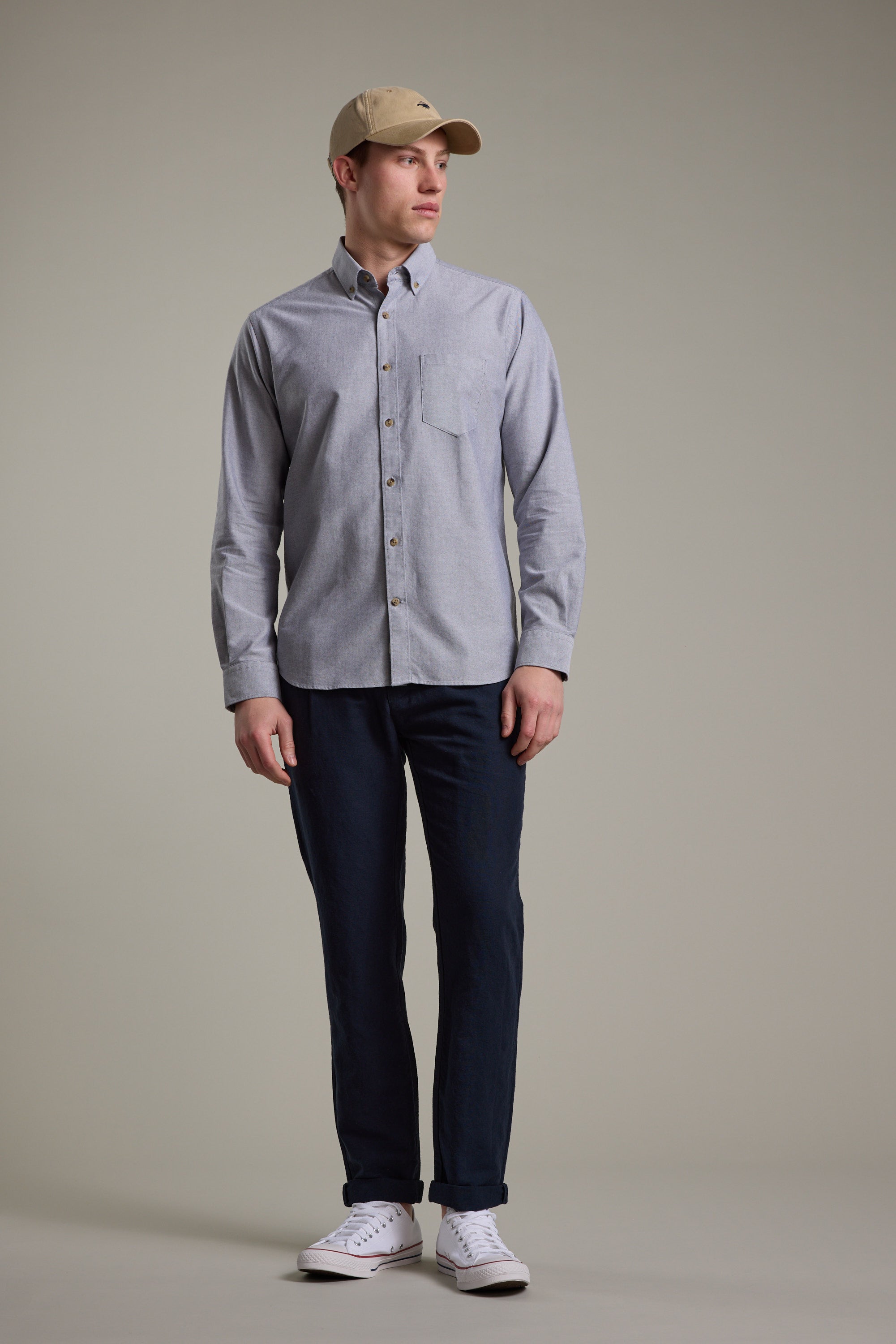 Barkers Thatcher Oxford Shirt in grey, tailored fit, alternate view