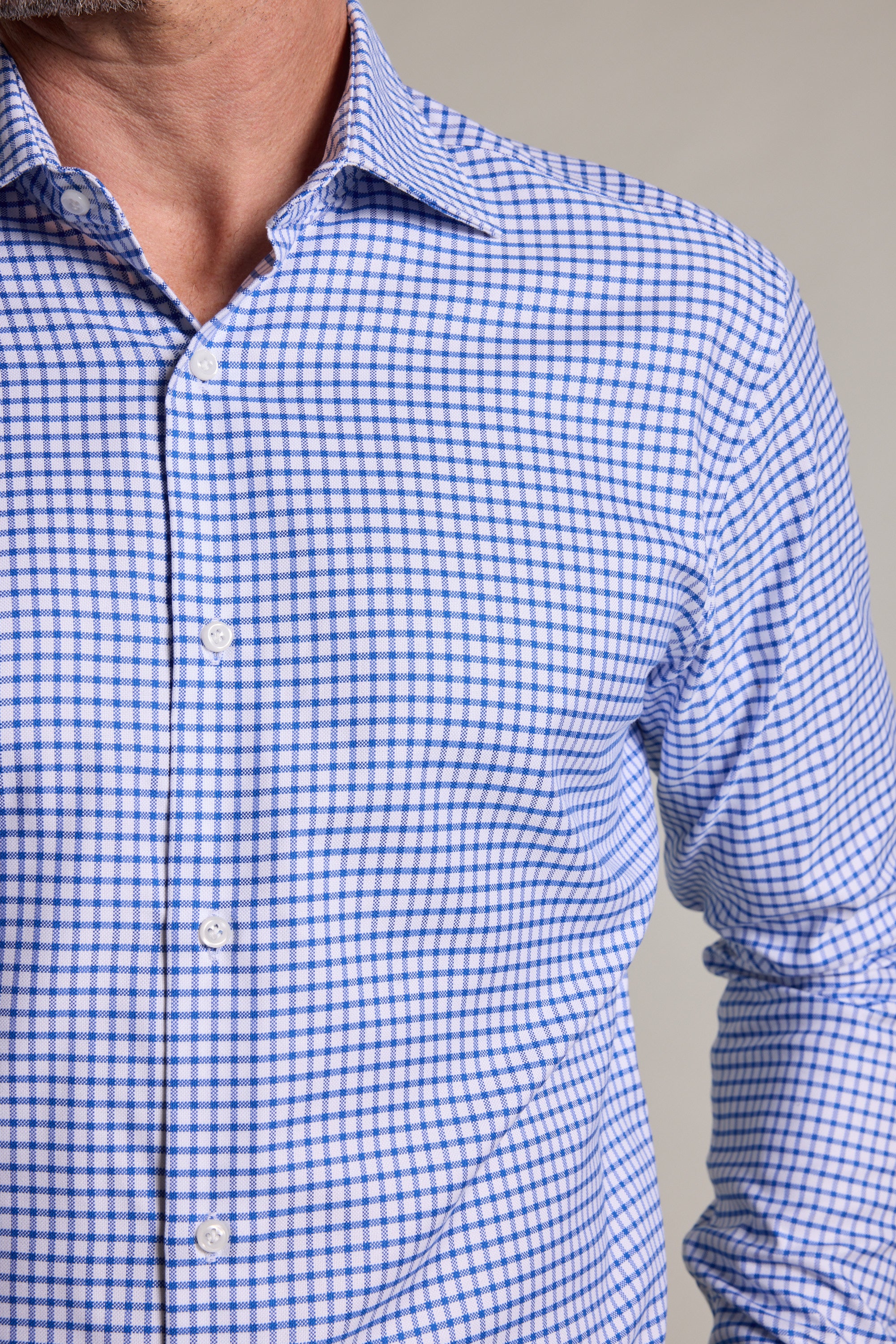 Barkers Acer Business Shirt in navy check, tailored fit, alternate view