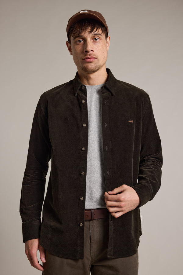Barkers Sedwick Corduroy Shirt in forest, tailored fit, alternate view