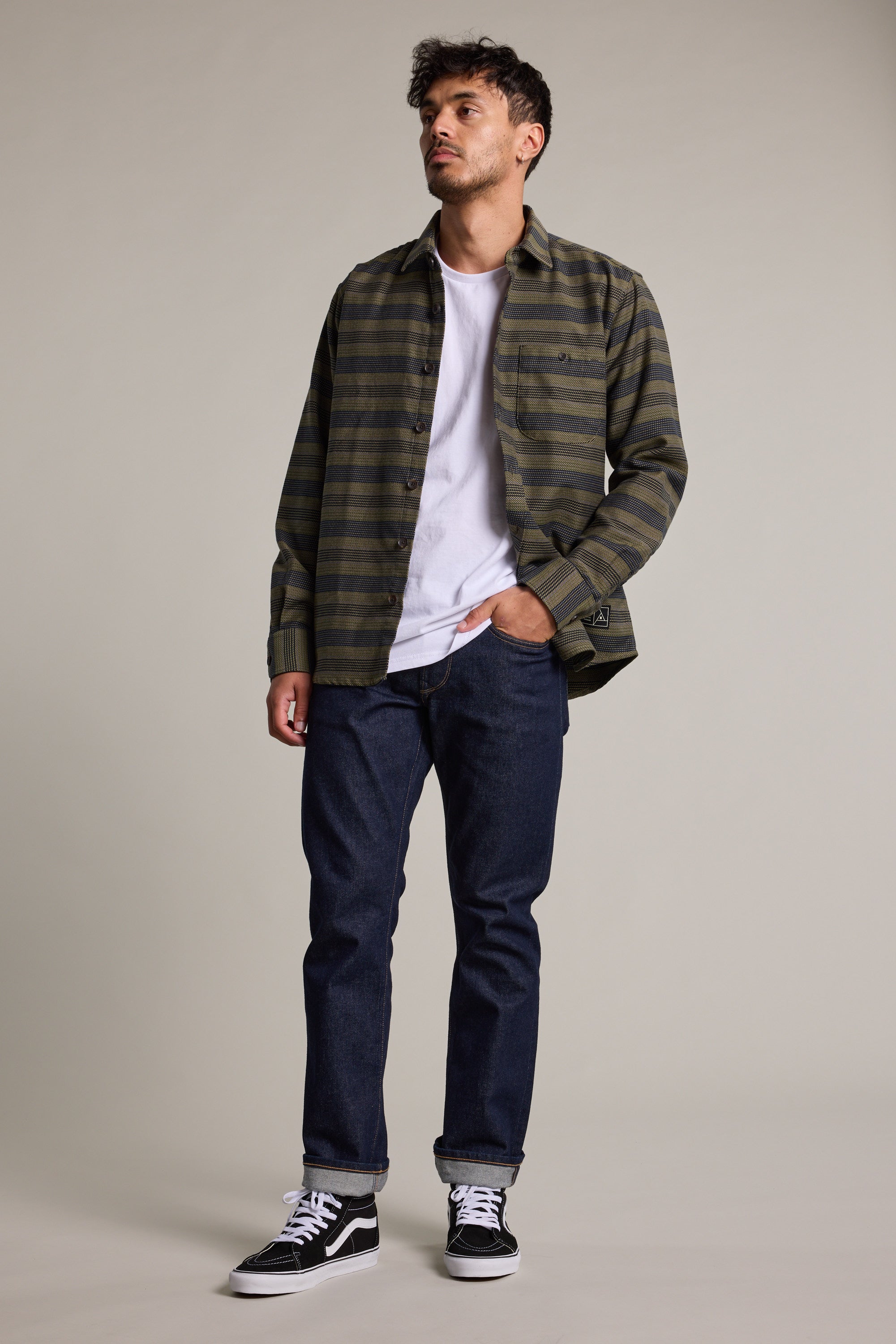 Barkers Mossock Stripe Overshirt in green
