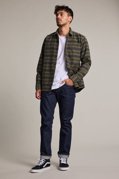 Barkers Mossock Stripe Overshirt in green