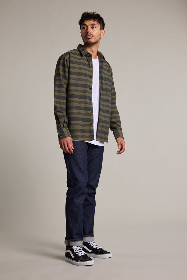 Barkers Mossock Stripe Overshirt in green, additional view