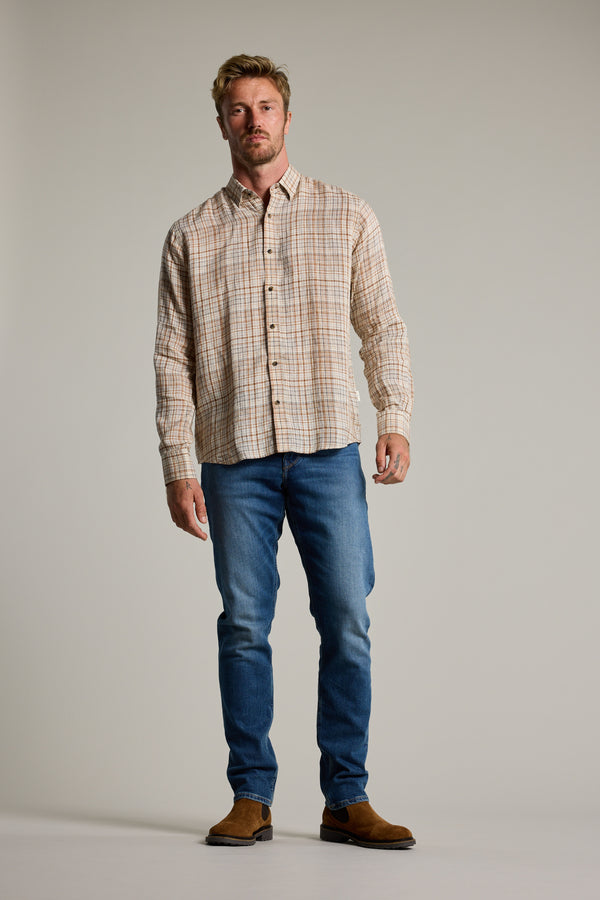 Barkers Corwin Check Shirt in brown check, tailored fit, additional view