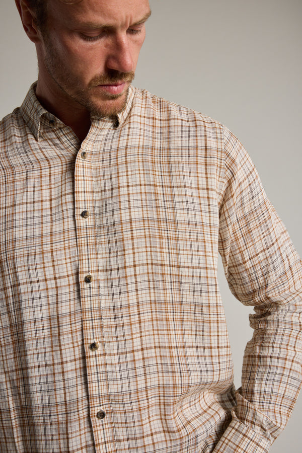 Barkers Corwin Check Shirt in brown check, tailored fit, alternate view
