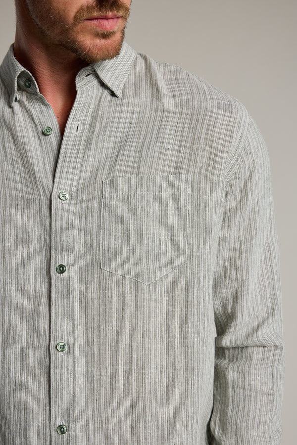 Barkers Dalton fine stripe Shirt in green, tailored fit, alternate view