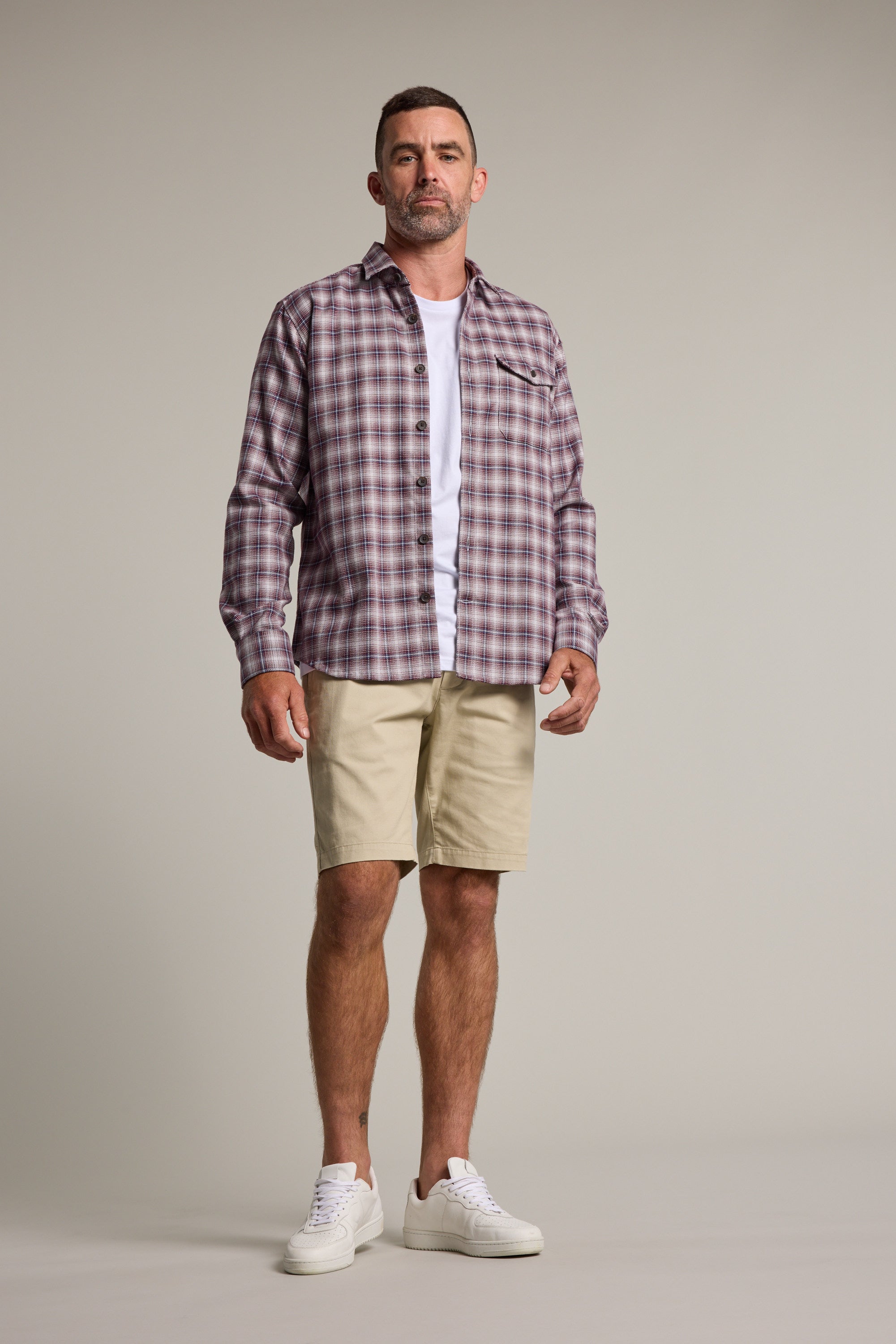 Barkers Byrd Check Overshirt in red check, additional view