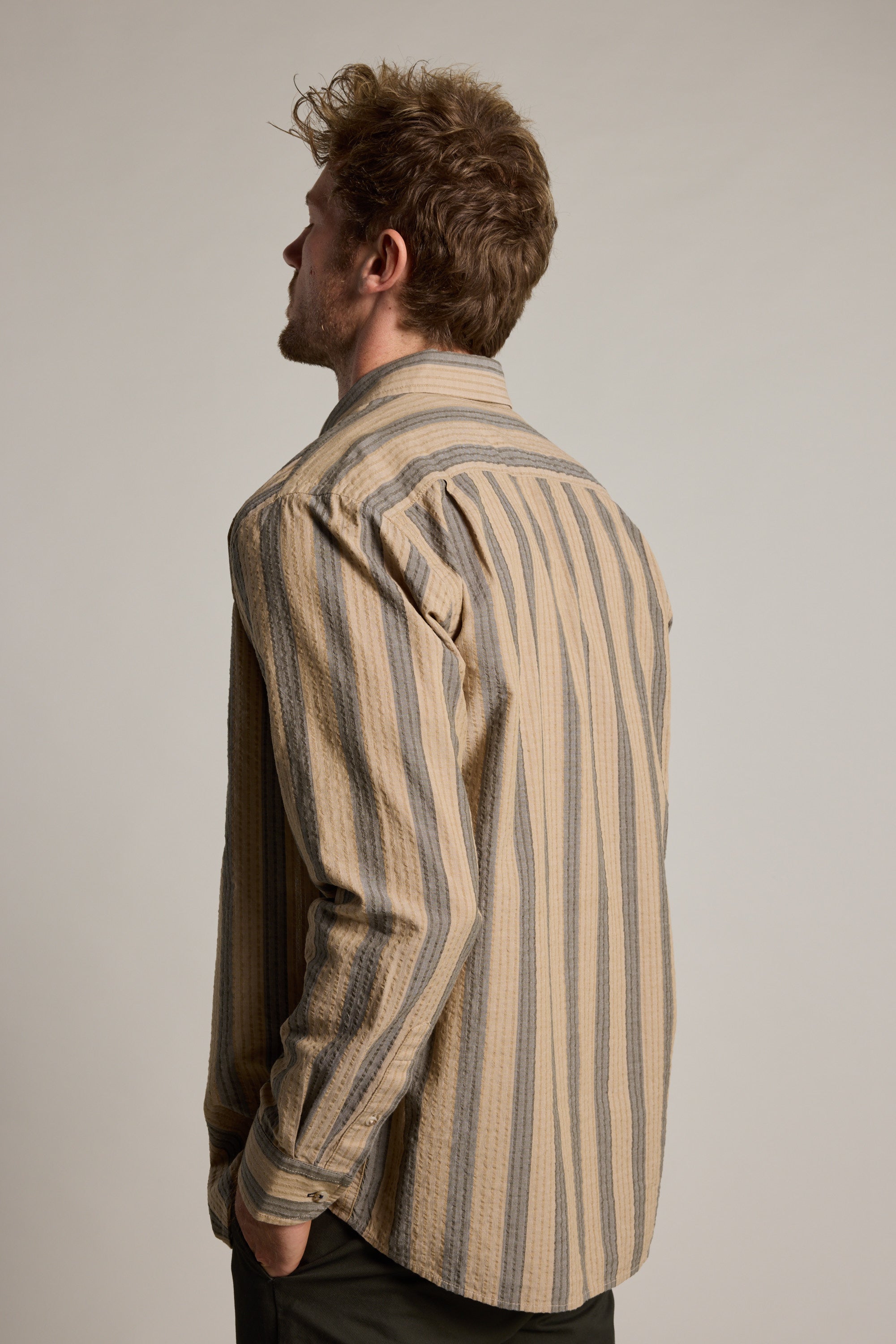Barkers Pollard Stripe Shirt in beige, classic fit, additional view