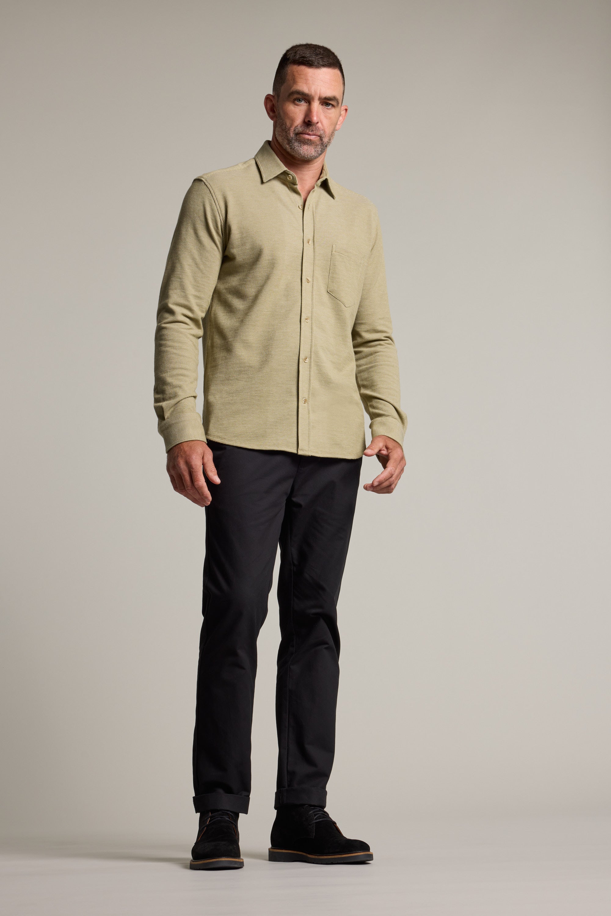 Barkers Frye Knit Shirt in green, classic fit, additional view