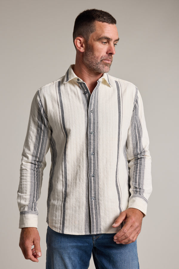 Barkers Haig Stripe Shirt in black/white, tailored fit, additional view