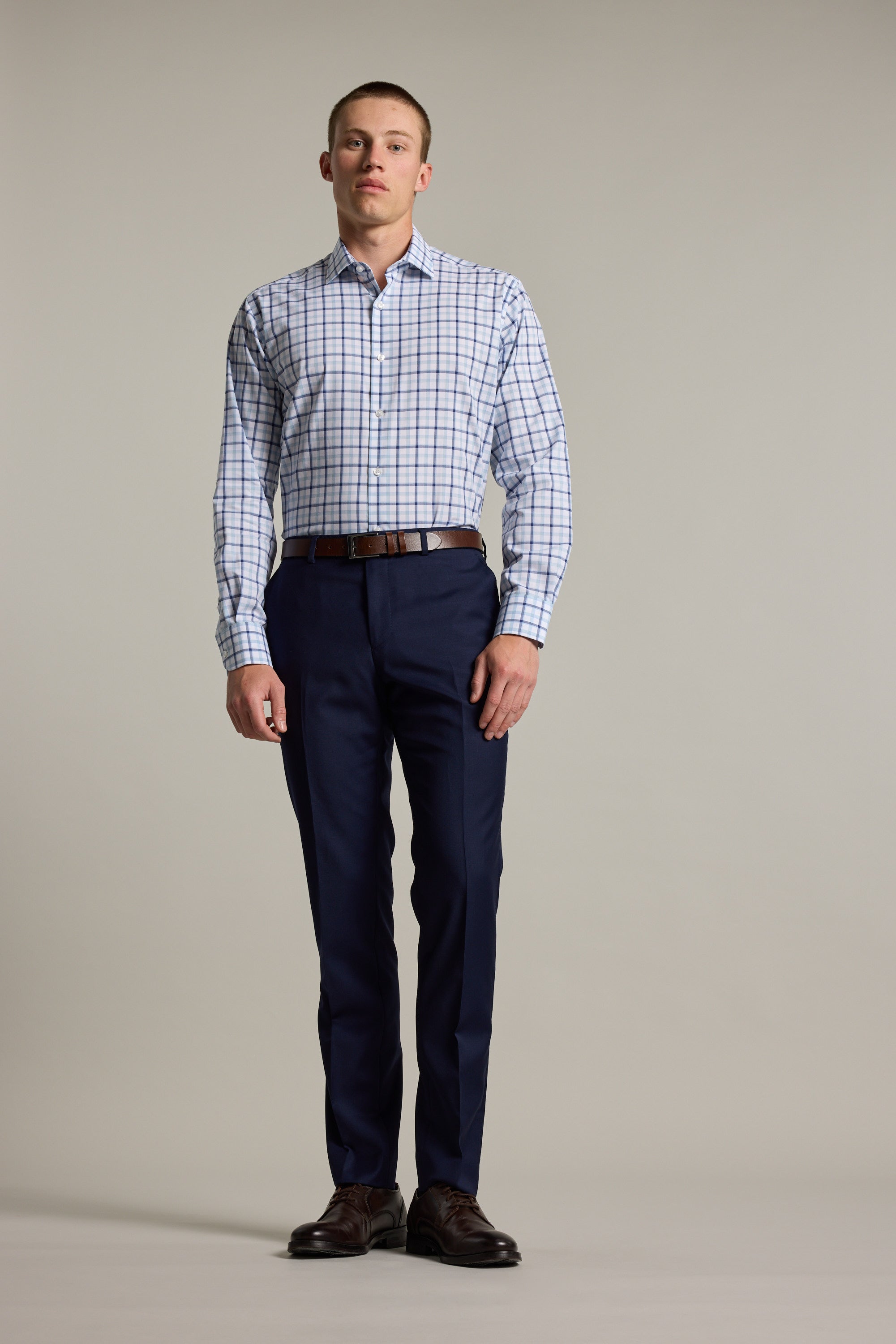 Barkers Wesley Check Business Shirt in light blue, classic fit, additional view