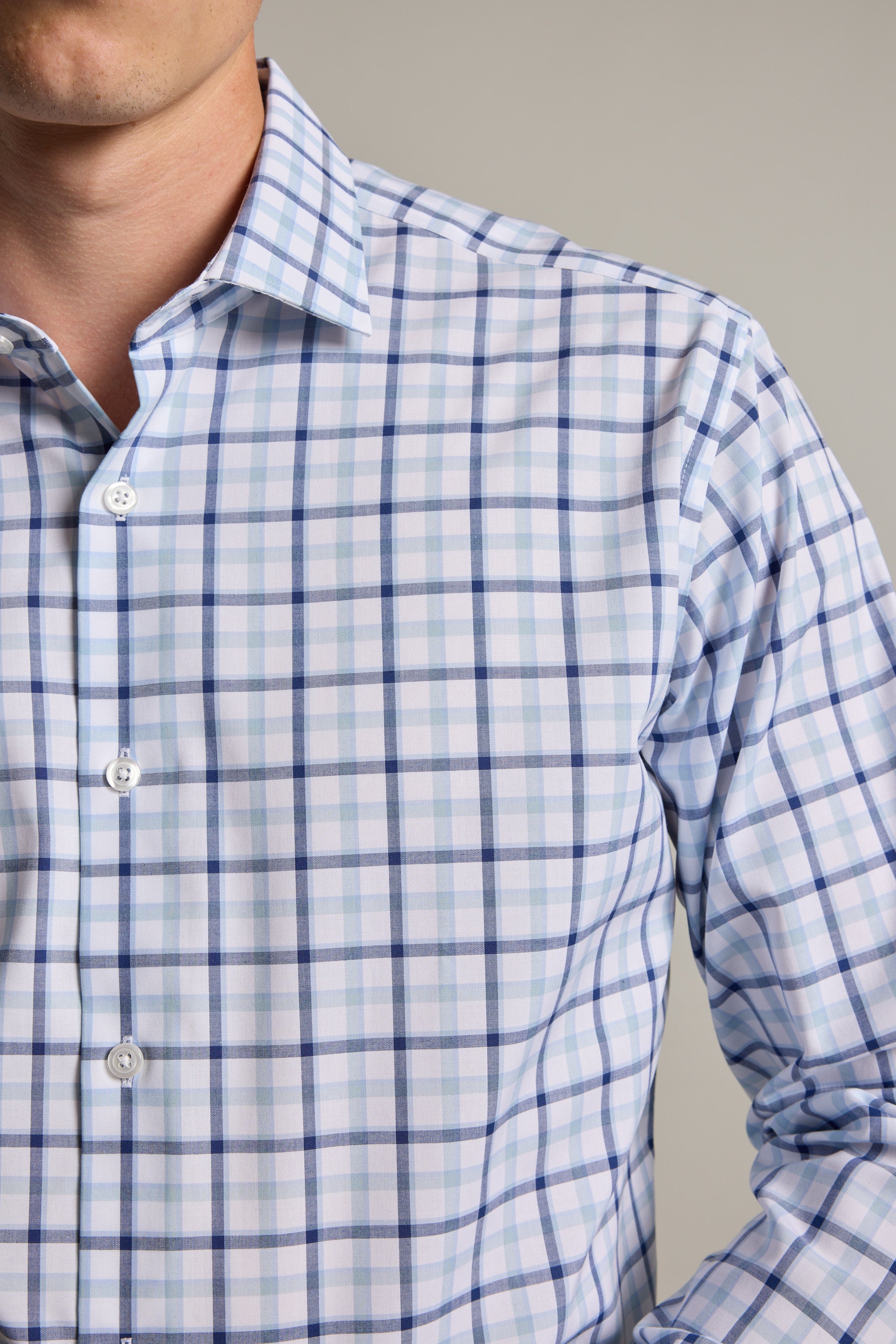 Barkers Wesley Check Business Shirt in light blue, classic fit, additional view