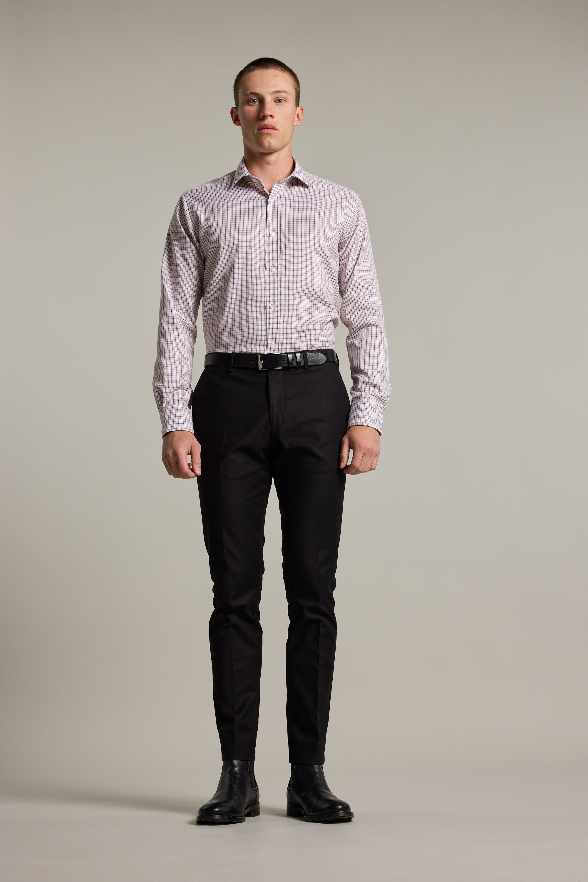 Barkers Marbury Check Business Shirt in brown, tailored fit, additional view