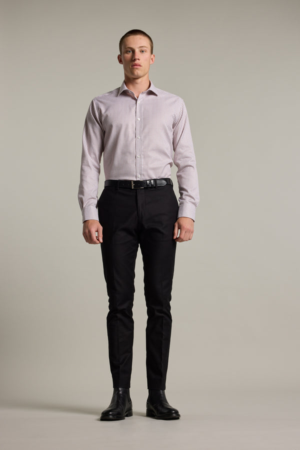 Barkers Marbury Check Business Shirt in brown, tailored fit, additional view