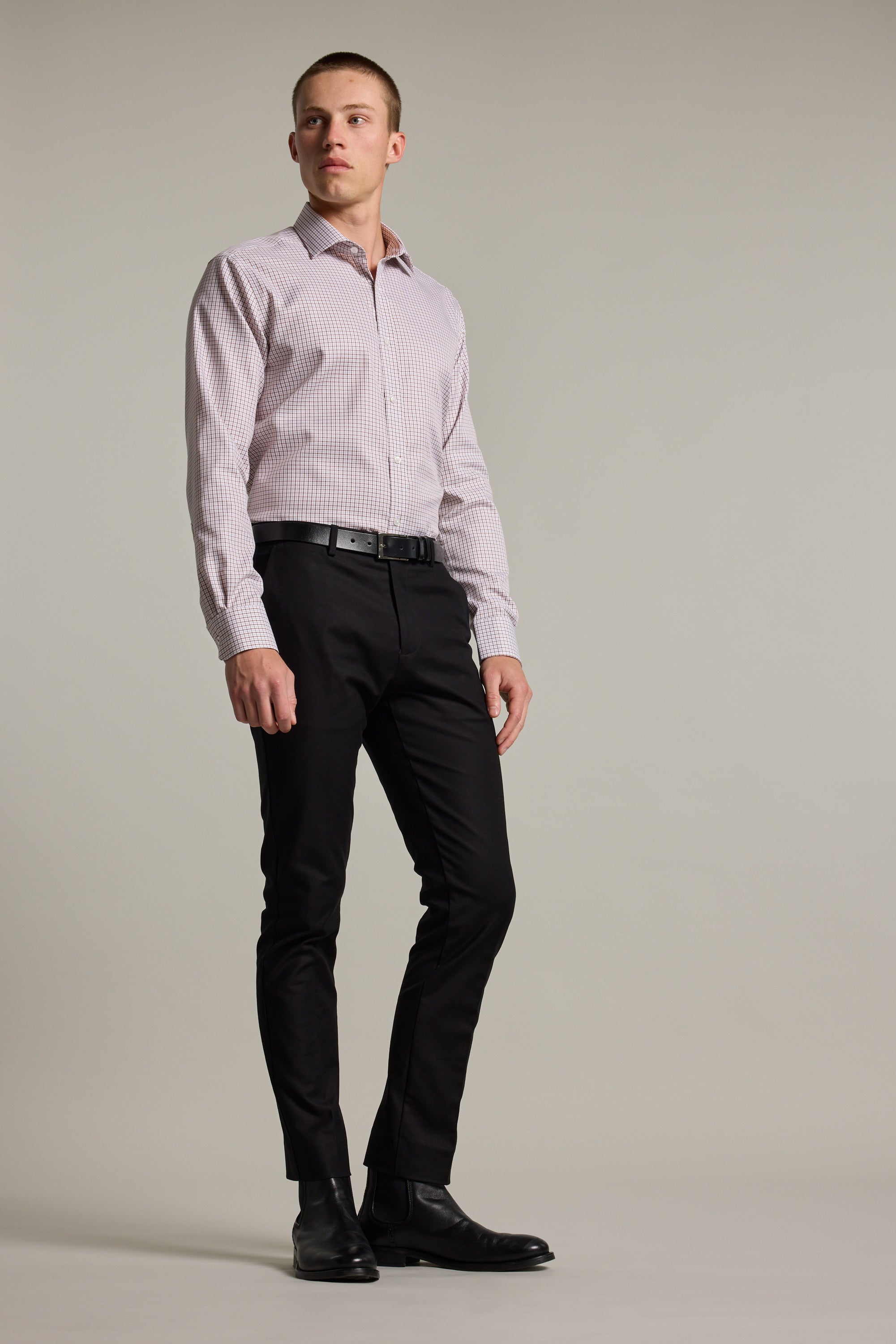 Barkers Marbury Check Business Shirt in brown, tailored fit