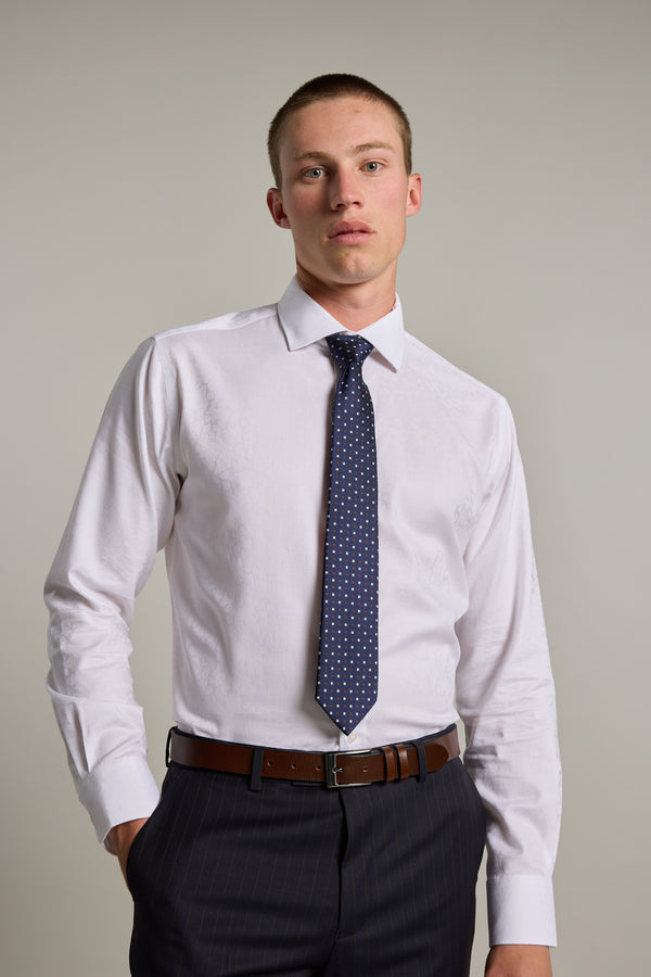 Barkers Corran Paisley Business Shirt in white, tailored fit, additional view