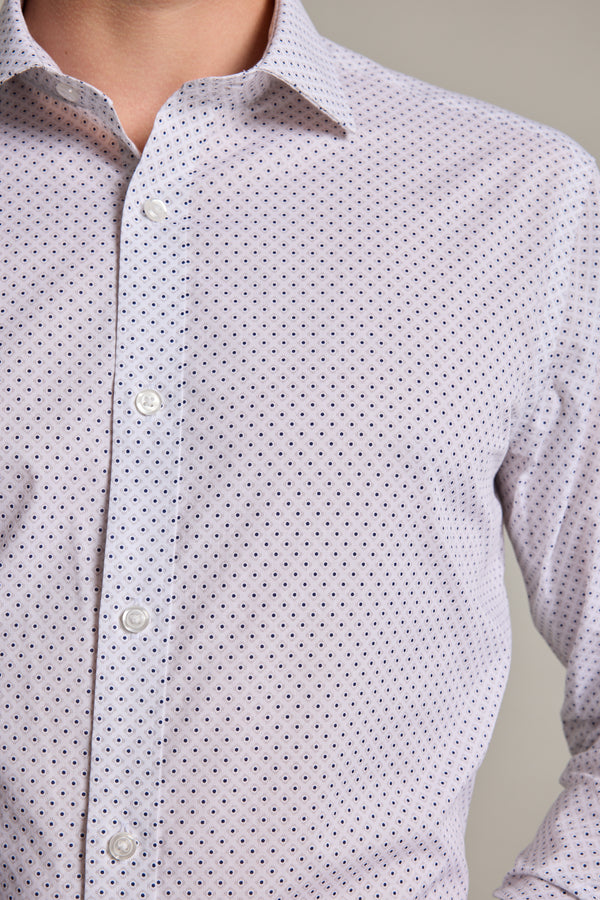 Barkers Foster Print Business Shirt in white, tailored fit, alternate view