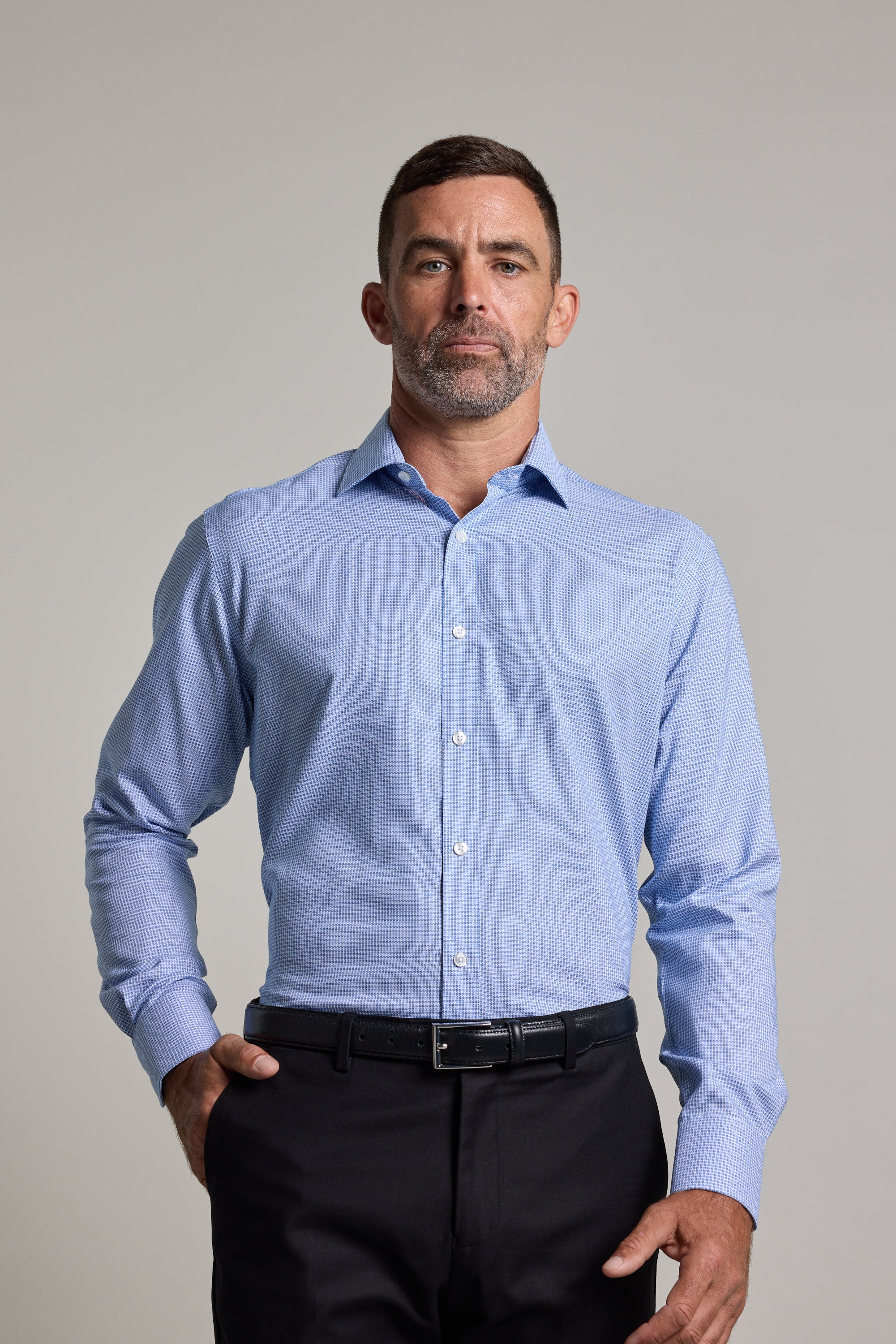 Barkers Robbie Texture Business Shirt in blue, classic fit, additional view