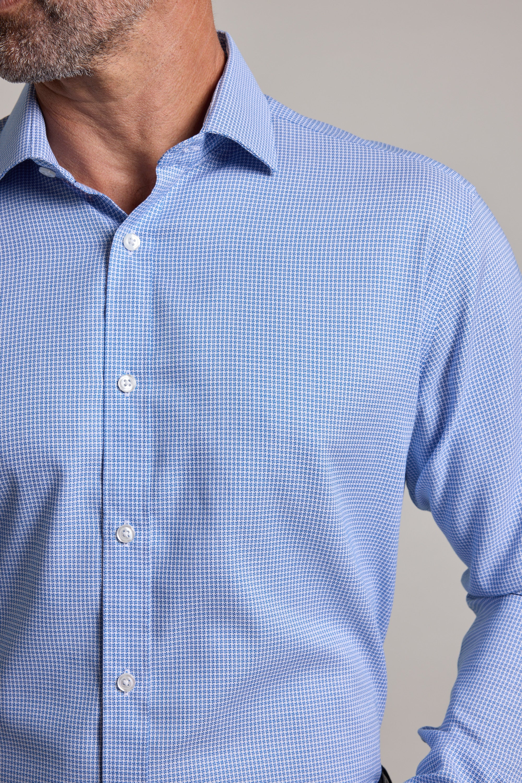 Barkers Robbie Texture Business Shirt in blue, classic fit, additional view