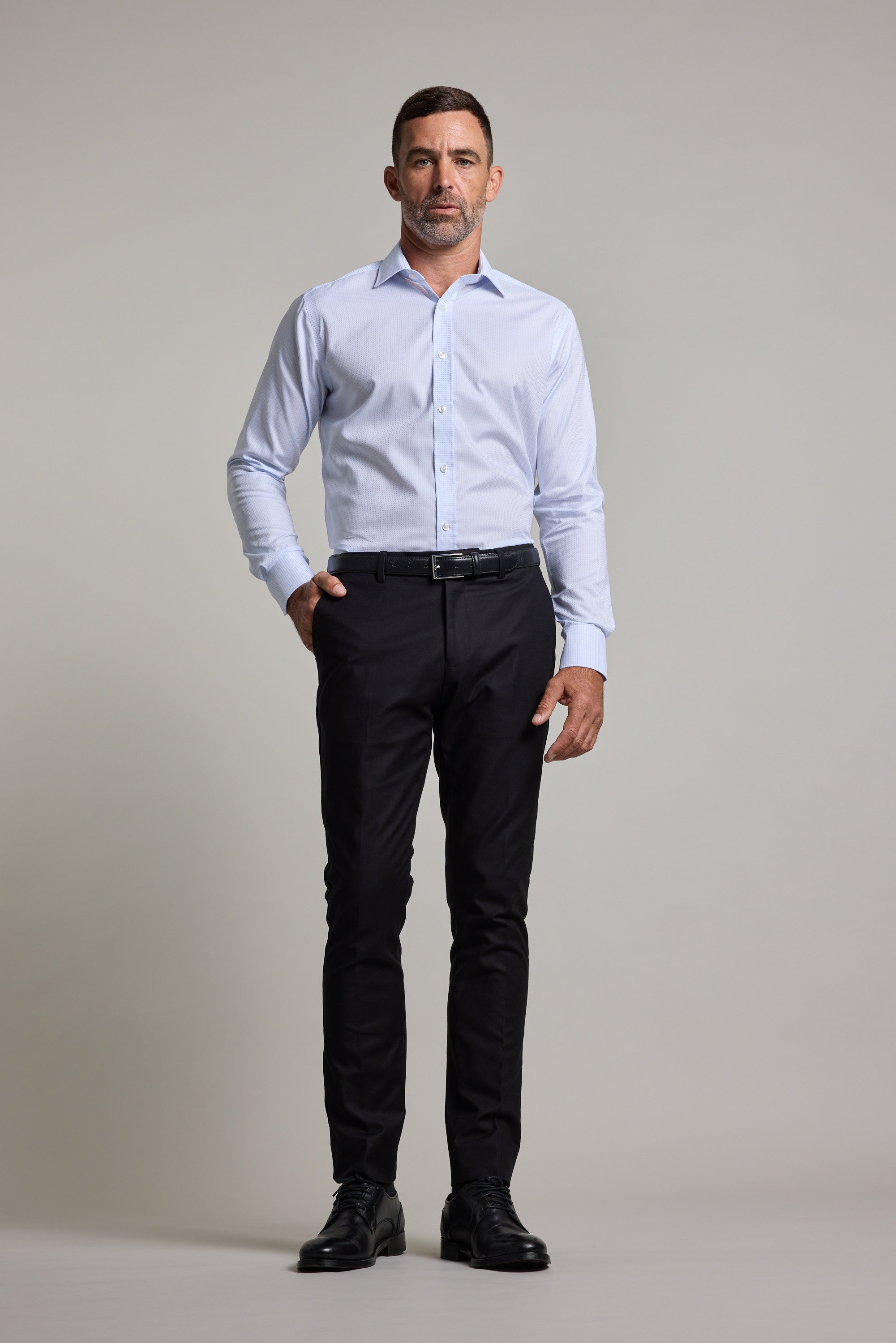 Barkers Penny Texture Business Shirt in white, tailored fit