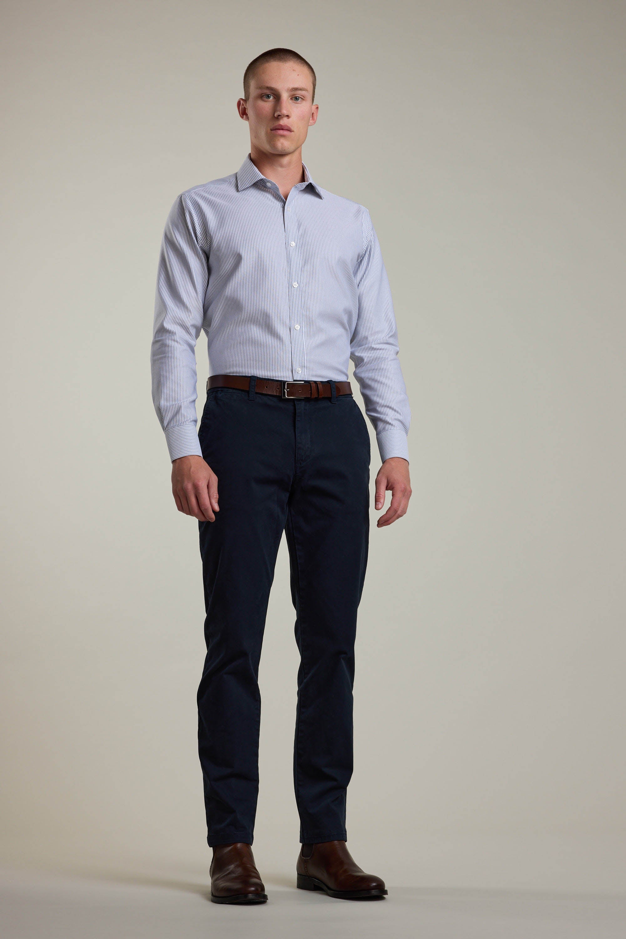 Barkers Rhea Stripe Business Shirt in navy/white, tailored fit, additional view