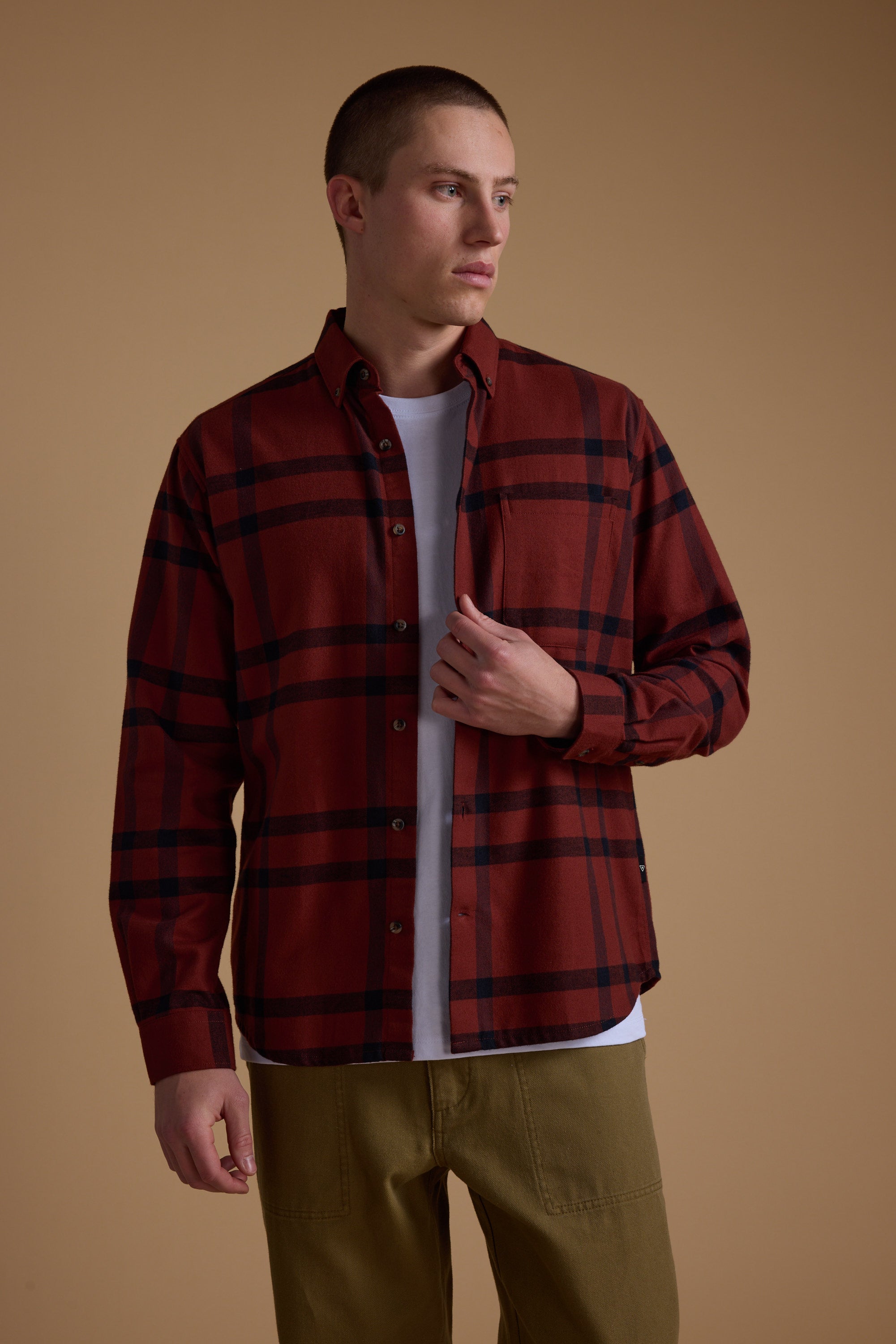 Barkers Durness Check Shirt in rust, classic fit, alternate view