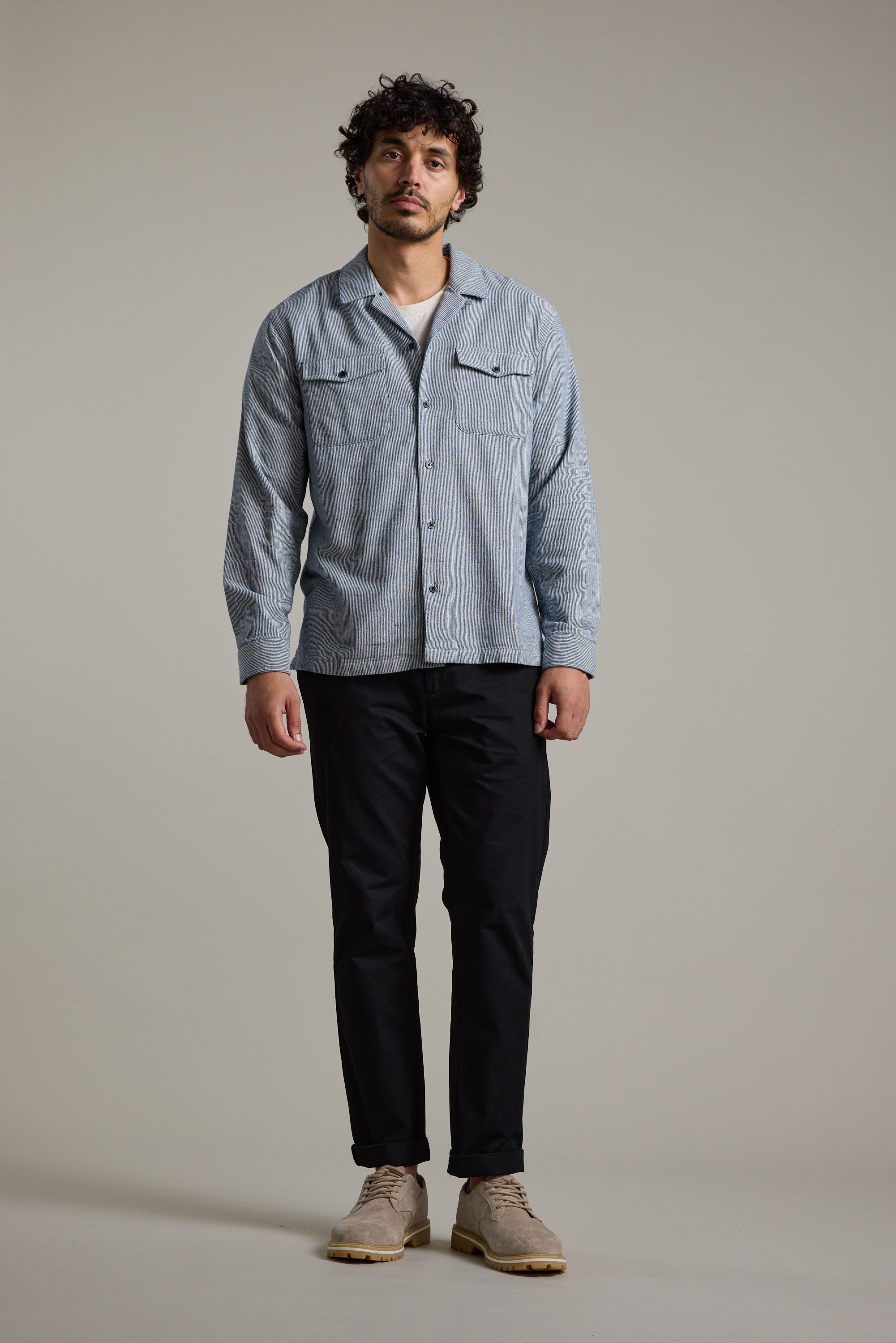 Barkers Sherman Cuban Overshirt in navy, additional view
