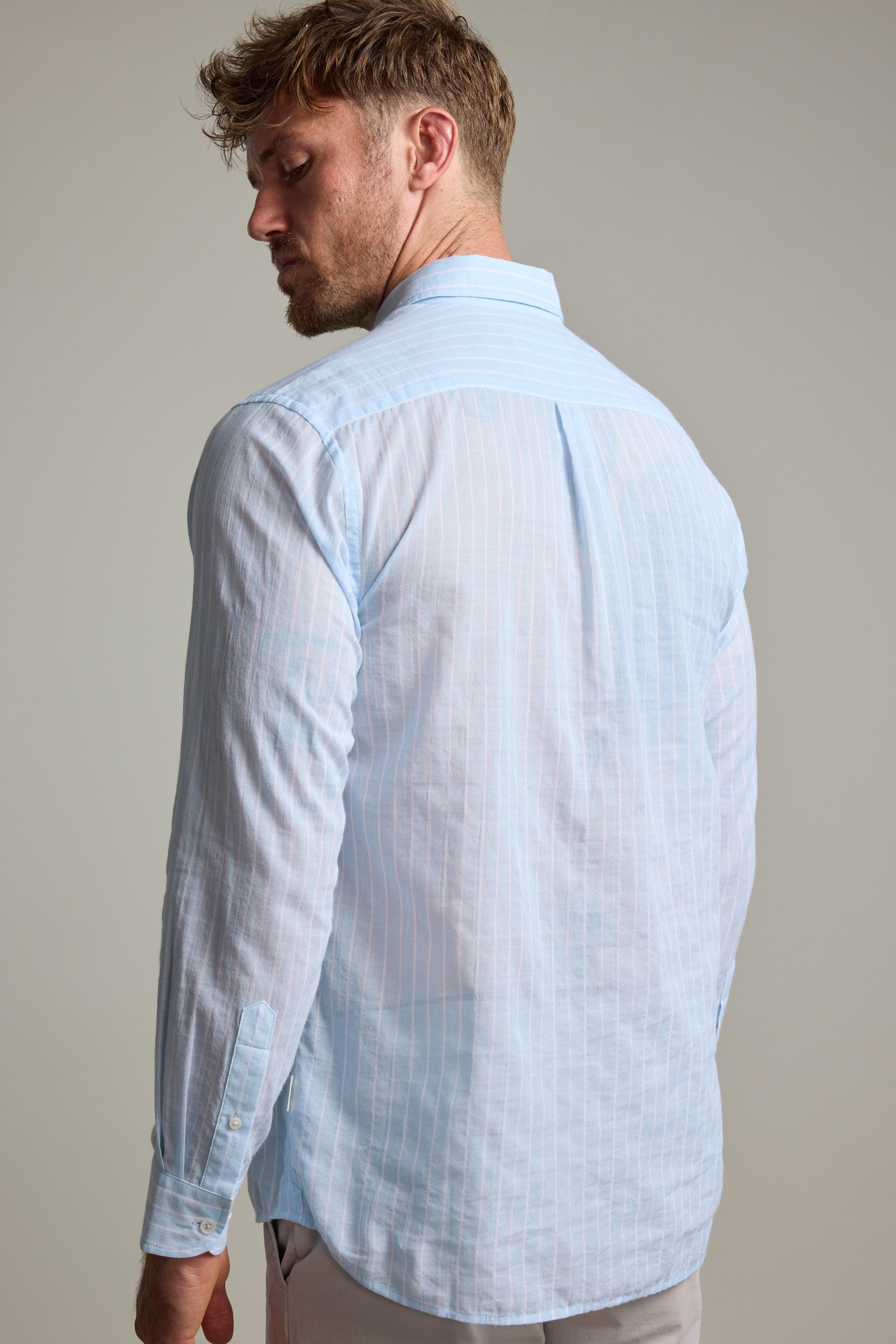 Barkers Russell Stripe Shirt in blue/white, classic fit, additional view
