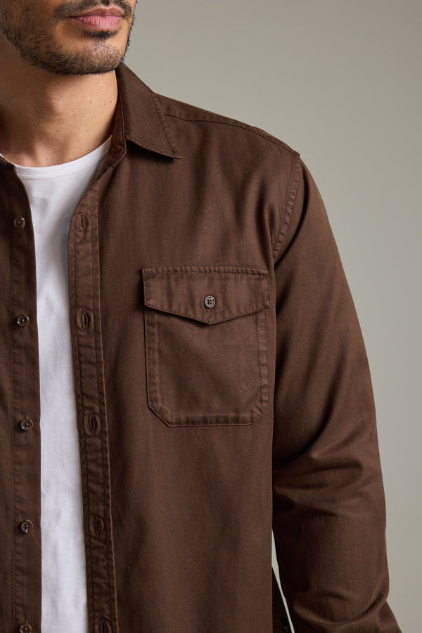 Man in a Barkers Darden Shirt over a white tee, shown from shoulders to mid-torso.