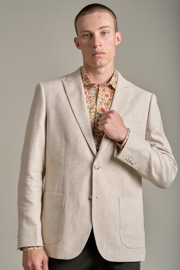 Barkers Hume Herringbone Blazer in ecru, additional view