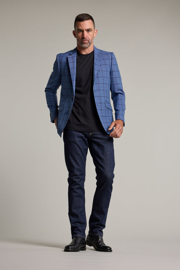 Barkers Flume Check Blazer in blue check, wool, additional view