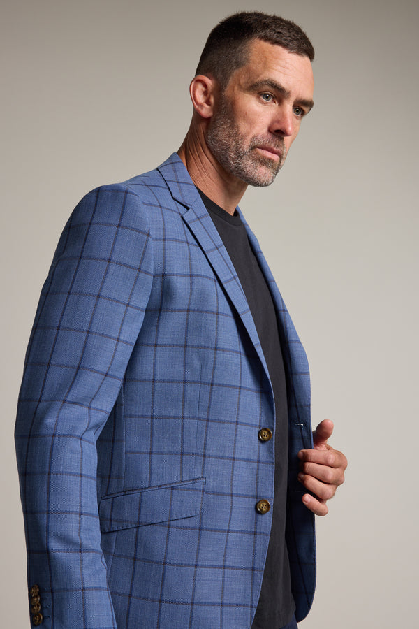 Barkers Flume Check Blazer in blue check, wool, alternate view