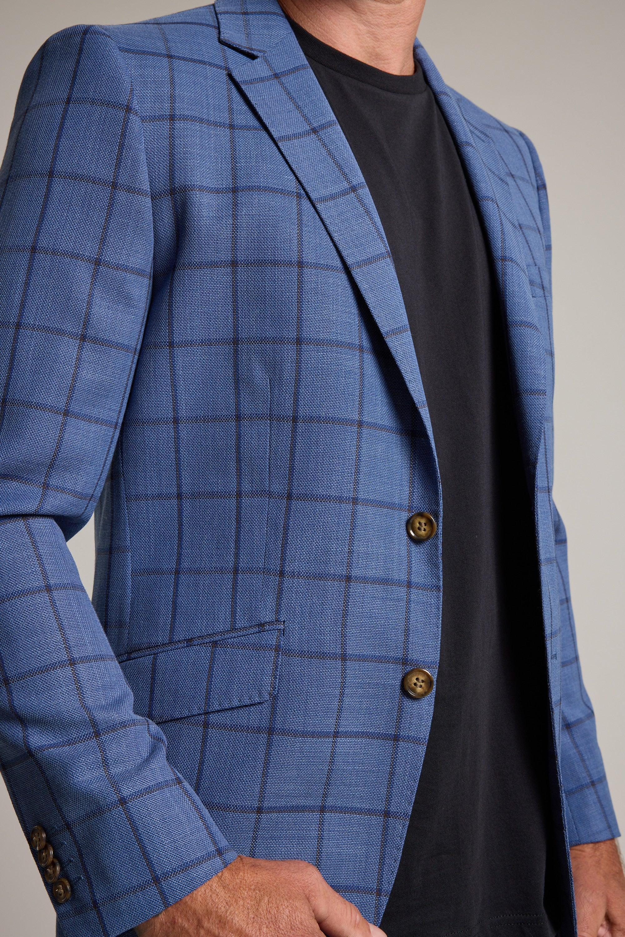 Barkers Flume Check Blazer in blue check, wool, additional view